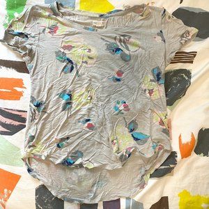 Aerie Grey Floral Tee (XS)